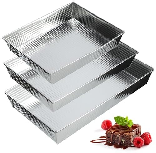 KADAX rechteckige Backform, Backblech in 3 Größen, hohe Blechränder für Kuchen, Toastbrot, Käsekuchen, Brownie, pflegeleichte Kastenform, Wärmeverteilung (Silber, 3-er Set)