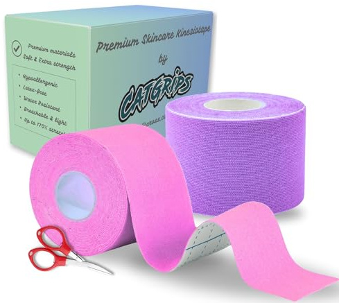 Kinesiotape Kinesiologie-Tape, Kinesiologie-Bandage für Schulter, Knie, Ellbogen, Hände, Linderung bei Verletzungen, CrossFit, 2 Rollen à 5 m x 5 cm, Face Tape, Body Tape