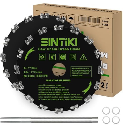 SINTIKI 2-Pack 7 Chainsaw Brush Cutter Blades and File Set, 16 Tooth Weed Wacker Blades, Replace Husqvarna, Stihl, Oregon, Honda, Hitachi Brush Cutting Blade for Weedeater