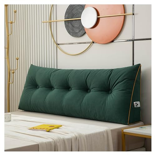 CJJZFO Rückenkissen Lesekissen für Bett und Sofa, Keilkissen, Rückenpolster für Die Wand, Sitzkissen, Wandkissen, mit Waschbarem Bezug, Ideal zum Anlehnen im Bett(Green,120 * 50 * 20cm)