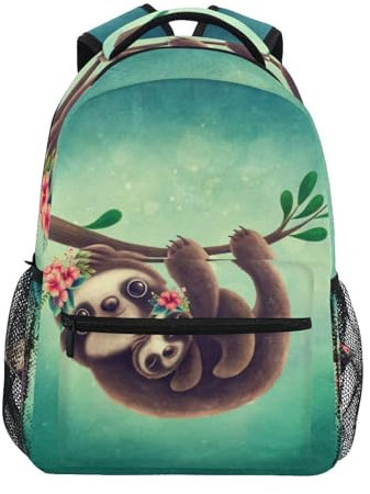 Süßer Faultier-Rucksack für Mütter und Babys, Vintage-Stil, für Jungen und Mädchen, Grundschultasche, Mittelkinder-Rucksack, Schultasche, Teenager-Rucksack, leicht, lässiger Tagesrucksack, #15, M