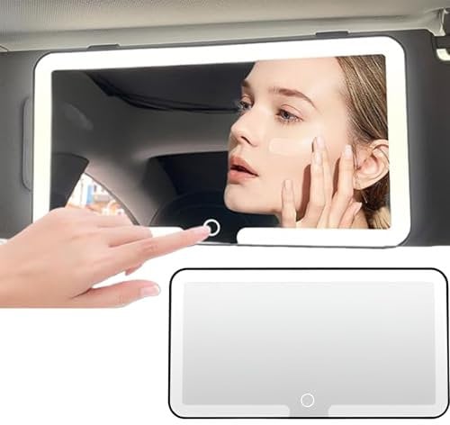 Car Vanity Mirror with 3 Lights Modes Car Sun Visor Mirror Cosmetic Mirror with Touch on Screen for Car Car Mirror Portable Car Vanity Mirror for Car Black Car Interior Mirror