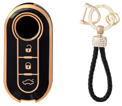 OFFCURVE Car Key Cover Car Key Case Key Fob Cover Car Key Protector with Car Key Fob Compatible with FIAT 500 Lancia Punto Panda Ypsilon Delta Grande Bravo Musa Flip Falten
