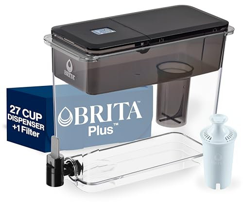 Brita UltraMax Large Water Dispenser with 1 BritaPlus Filter, 27 Cup, Black (Package May Vary)