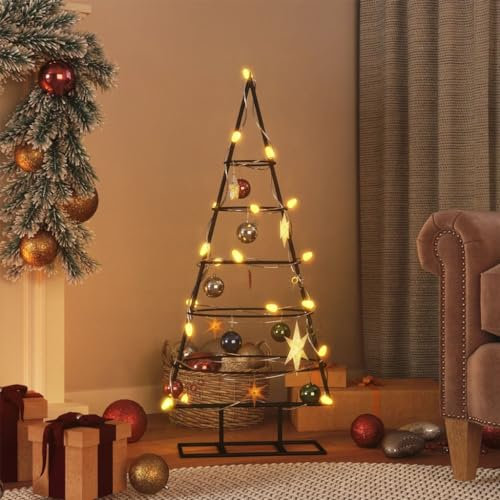 Myheimly Metal Christmas Tree for Decorations, with 5 Levels,Space-Saving DIY,Christmas Decoration,Black,90 cm Weihnachtsbaum Alternative