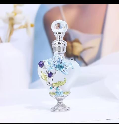 Bouteille de parfum vintage 1 bouteille de parfum en cristal de fleur, récipient de parfum en verre vintage de 10 ml, bouteille de parfum en verre vide rechargeable for la restauration du parfum, déco