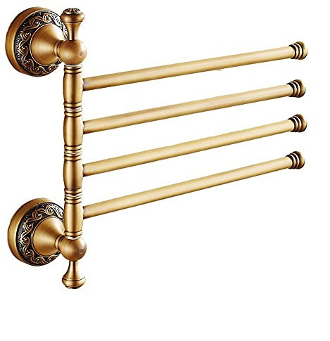 Portasciugamani da bagno in ottone anticato con bracci girevoli Porta asciugamani da parete per bagno e cucina 4 bracci design innovativo