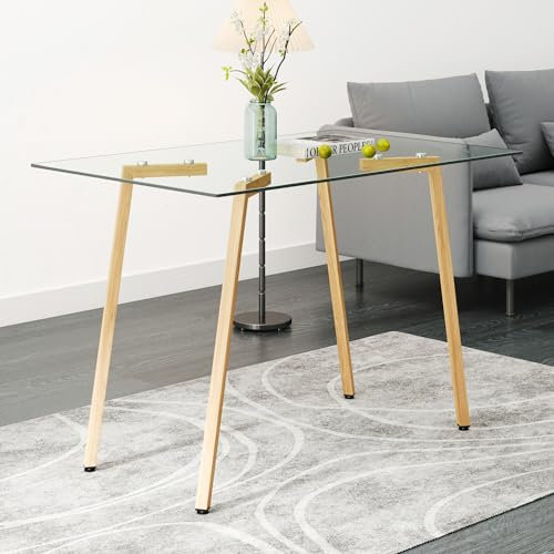 Moderner rechteckiger Glastisch, 0,8 cm Dickes gehärtetes Glas, robust und langlebig, für 4-6 Personen, ideal für Küche, Esszimmer und Wohnzimmer, 110 x 70 x 75 cm