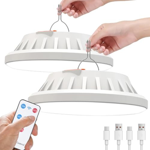 2 Stück Solar LED Campinglampe USB Wiederaufladbare mit Fernbedienung, 5 Modi Hängende IPX7 Wasserdichte Camping Laterne Portable Charging Function Campingleuchte für Camping, Wandern, Hurrikan