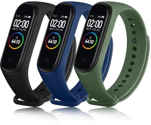 ATOO 3× Cinturino per Xiaomi Mi Smart Band 4 Bracciale E Xiaomi Mi Band 3, Silicone Cinturini per Xiaomi Mi Band 4 3 Cinturino