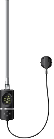 LuxeBath Heizstab 900W Schwarz mit Thermostat und Digitalanzeige, Elektronischer Temperaturregler und Timer-Funktion, Heizpatrone Heizelemente für Badheizkörper Heizungen, Elektroheizstab mit Stecker