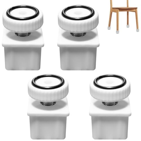 4 Pièces Pied de Meuble Reglable, Pieds de Meuble en ABS Blanc 30 × 30 mm, Pied Reglable pour Meuble Carrés avec Bouchon de Tuyau Antidérapant, Pied Meuble pour Armoire, Canapé, Coiffeuse (Blanc)
