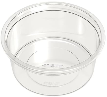 Faerch 101RPET Deli Pot, 8oz (Pack 1300) | Secure lids prevent leaks during transport, with a stackable profile that saves space in busy commercial kitchens.