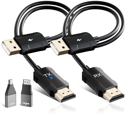 LXJADAP HDMI Inalámbrico Transmisor y Receptor, 2.4G/5G Wireless HDMI para PC, Portátil, Monitor, TV Box o Proyector, Transmisión de Vídeo y Audio Full HD, Plug & Play