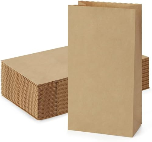 LATERN 100 Stück Papier Lunch Taschen, 30CM x 15,5CM x 10CM Große Kraftpapiertüten 3,6KG Stabile Aufbewahrungstüten Einkaufstüten für Mittagessen Snacks Kekse Feinkost Essen zum Mitnehmen