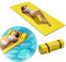 COSTWAY Tappeto Galleggiante per Mare e Piscina Arrotolabile, Materassino Galleggiante in Schiuma con Poggiatesta e Corda, Galleggiante Piscina Resistente (220 x 90 cm, Giallo)