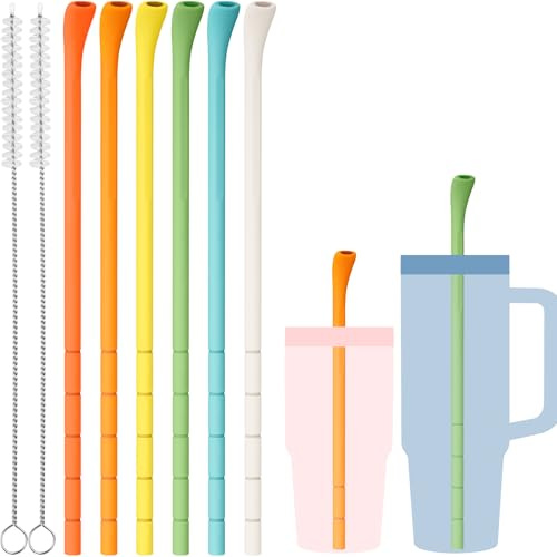 NiHome Lot de 6 pailles anti-rides en silicone (couleurs estivales)