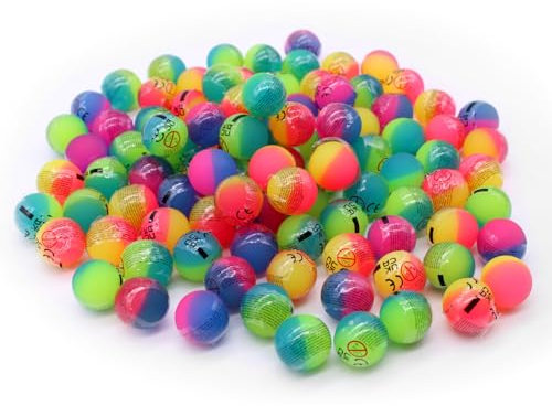 Senvianda 100 Stück Flummis 27mm, bunt gemischt, Flummies für Kinder, Gummiball Flummi, Bunte Flummis Gummibälle, Flummibälle für Kindergeburtstag, Party