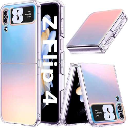 2Buyshop Handyhülle für Samsung Galaxy Z Flip 4 Hülle Stoßfeste Kratzfeste Holografisch Irisierend Robust PC Hülle mit Farbwechsel Effekt Matt Schutzhülle für Samsung Galaxy Z Flip 4 5G Case Cover