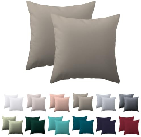Nesture Kissenbezug 50x50 2er Set - kissenhülle 50x50 cm Taupe, 100% Mikrofaser kopfkissenbezug mit Reißverschluss, Weich und Bügelfrei