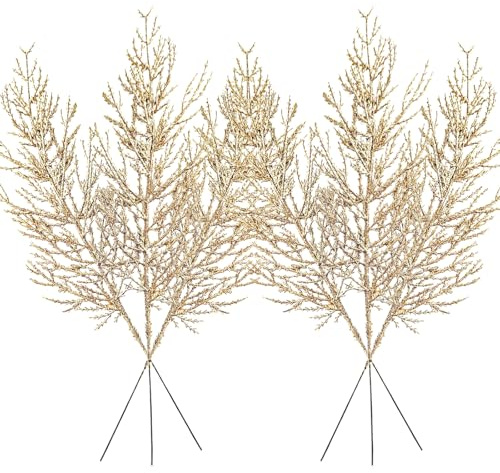 MUNSKT 20 pezzi di aghi di pino artificiali, steli di pino scintillanti, decorazioni per rami di alberi, finte branche per alberi di Natale, mazzi per feste, decorazioni per matrimoni