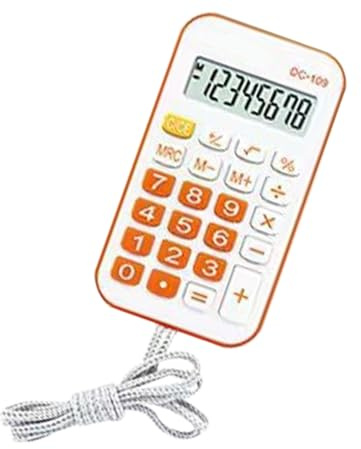 Fockety Taschenrechner, Klein, Tragbar, Langlebig, für Schüler mit Seil, Schulbürobedarf (ORANGE)