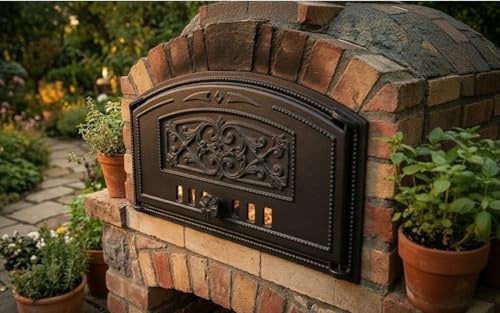 Innbee Puerta para chimenea, 490 x 280 mm, hierro fundido