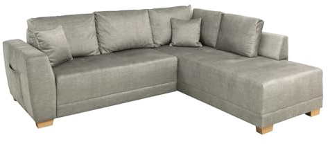 Riess Ambiente Ecksofa Norway - 250x210 cm - Taupe Schlafsofa mit Bettkasten, Ottomane Links & rechts montierbar