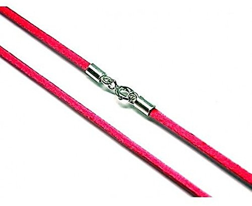 Cordon Fucsia de Seda cierre Plata de Ley 40 Cm.