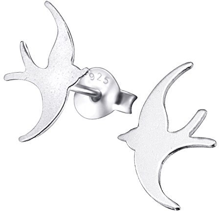 Laimons Damen-Ohrstecker Damenschmuck Vogel Schwalbe matt glanz Sterling Silber 925