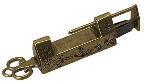 Alliage de Zinc Vintage Bronze Antique Chinois Style Ancien Oiseau Fleur Feuille Cadenas Sculpté Serrure À Clé