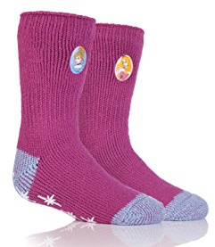 HEAT HOLDERS Girls 1 Pair Disney Princess Slipper Socks with Grip Pink 9-12 Girls