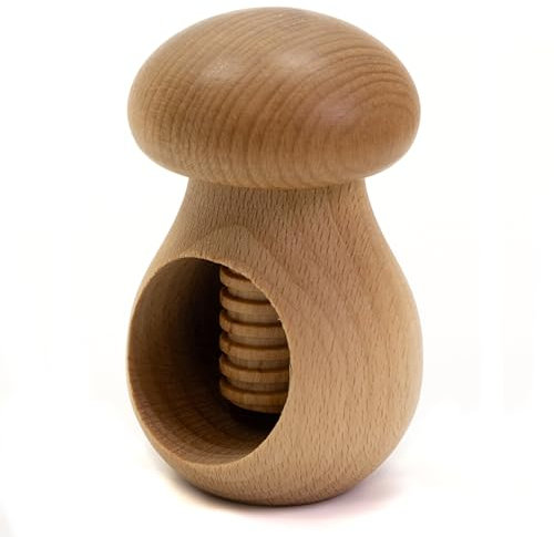 Holzfee Nussknacker Pilz Hellbraun Buche Natur Solide Nussschraube