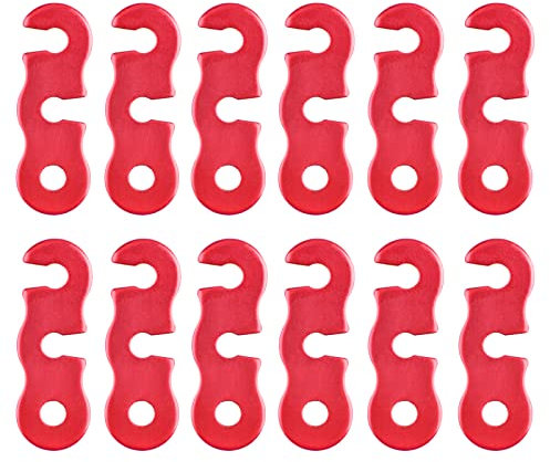 TRIWONDER Tendeur de Corde Camping en Alliage d'Aluminium Ajusteur de Corde Guyline Tendeurs pour Tente Bâche Randonnée (Rouge - 12 Pièces)