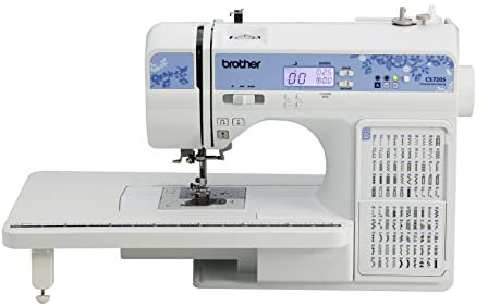Brother CS7205 Computer-Nähmaschine, 150 integrierte Stiche, 1 Fontäne, breiter Tisch, 3,3 m Nähmaschine, Weiß