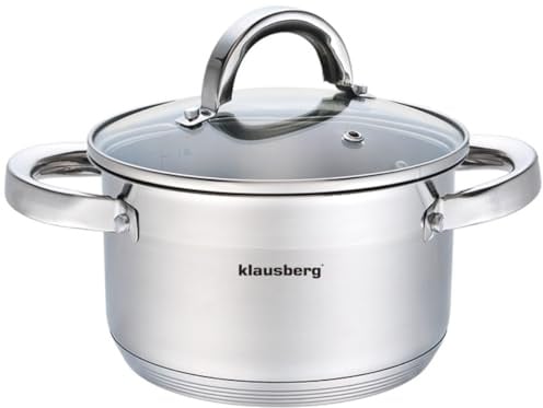Klausberg Topf mit Deckel in vielen Größen 0.5L bis 14L Kochtopf Töpfe Induktion Edelstahl (1.0L)