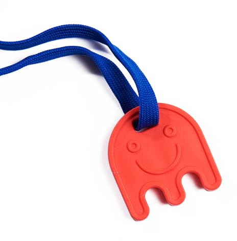 Chewbuddy Sensory Direct Ghost & Lanyard - Pack of 1, Sensory Toy for a Fidget, Chew or Teething Aid | For Kids, Adults, Autism, ADHD, ASD, SPD, Oral Motor or Anxiety Needs | Red
