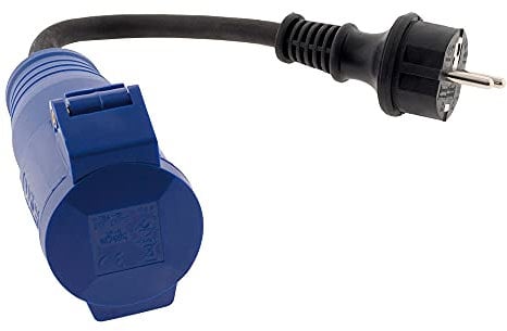 Zenitech - Adaptador Caravana Hembra CEE17 a Macho 16A - Resistente a Condiciones Exteriores - Conexión Rápida y Segura - Índice de Protección IP44 - Azul - 1m