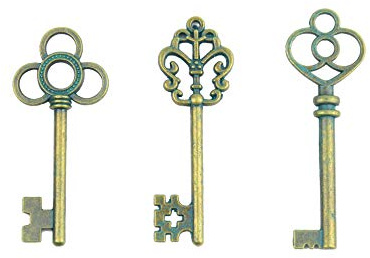 30er Set Vintage Skelett Schlüssel Antike Schlüssel Hochzeit Antikpatina | Retro Schlüssel Anhänger für DIY Basteln,Dekoration,Hochzeit,Schmuckherstellung,kreative Projekte