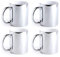 eBuyGB Metallic Large 350ml Ceramic Tea Coffee Mugs, Set of 4 (Silver)