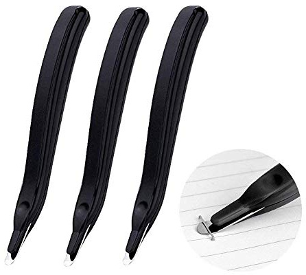 3 PCS Professional Magnetic Staple Remover Puller Staple Removal Tool Black | Push-Style Mechanism, No Paper Tear, Rubberized non-slip grip, Magnetic Tip for Easy Staple Clean-Up, for Office School Home