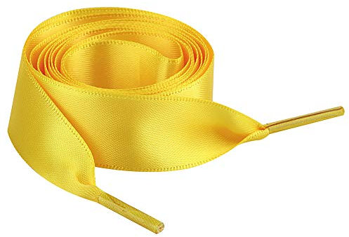 Jamron Plano Seda Satín Cinta Cordones de los Zapatos 2CM Ancho para Zapatillas Bailarinas Pumps P13 Amarillo Dorado 120 CM