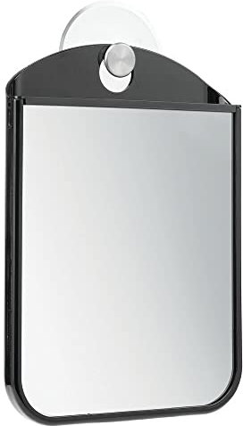 mDesign Miroir pour Rasage sous la Douche, antibuée et avec Ventouse – utile également en Tant Que Miroir pour Maquillage – idéal comme Miroir de Salle de Bain – Noir et argenté Mat