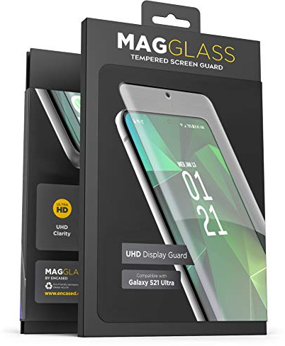 magglass Samsung Galaxy S21 Ultra Tempered Glass Screen Protector (Fingerprint Sensor Compatible) Anti-Bubble UHD Clear Screen Guard (Case Compatible)