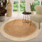 TT Home Jute Teppich Rund Wohnzimmer Esszimmer Boho Modern Handgemacht Mit Umrandung, Farbe: Elfenbein, Größe:200 cm Rund