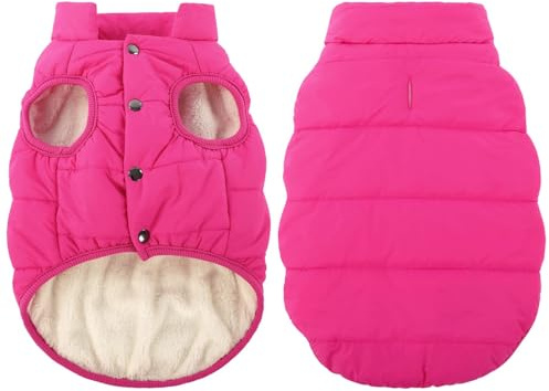 ASENKU Hundemantel Winter M wasserdichte & Winddichte Hundejacke mit Fleece | mit Geschirröffnung, Druckknöpfe, Warm Wintermantel & Winterjacken für mittelgroße Hunde für Dackel,Beagle, French Bulldog