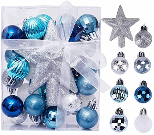 Weihnachten Deko Kugel Set 31 Stück Weihnachtskugel Glitzer Christbaumkugeln Anhänger Weihnachtsstern Weihnachtsbaum Hängedeko Weihnachtsdeko Hängend Christbaumschmuck Dekokugel Baum Tür Wand