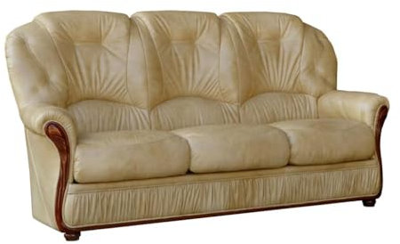 Vente-unique-Ledersofa 3-Sitzer - Büffelleder - Beige - Daphne