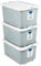 Addis 30 litre Eco Grey Plastic Unistore Storage Boxes Made in the UK from Recycled plastic, with clip lock lid and base, Pack of 3, tough reliable stackable nestable,