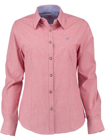 OS Trachten Damen Bluse Langarm Trachtenbluse mit Liegekragen Ututu